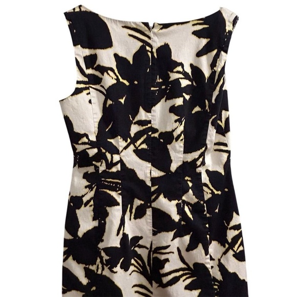 Ann Taylor Women's Floral Sleeveless Shift Dress Size 8 white black yellow - Picture 6 of 9